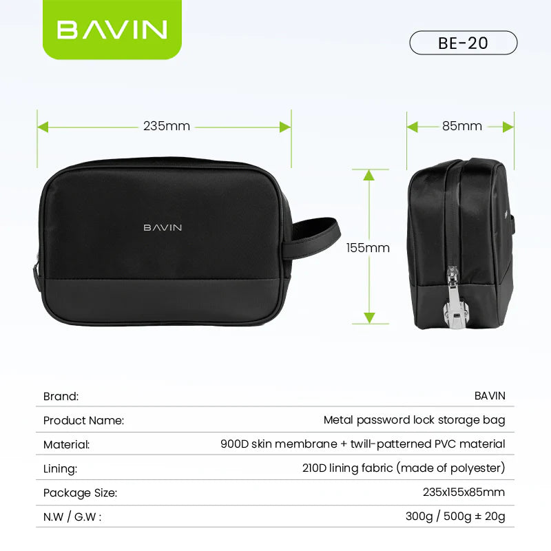 BAVIN BE-20 Password-Protected Travel Organizer Bag
