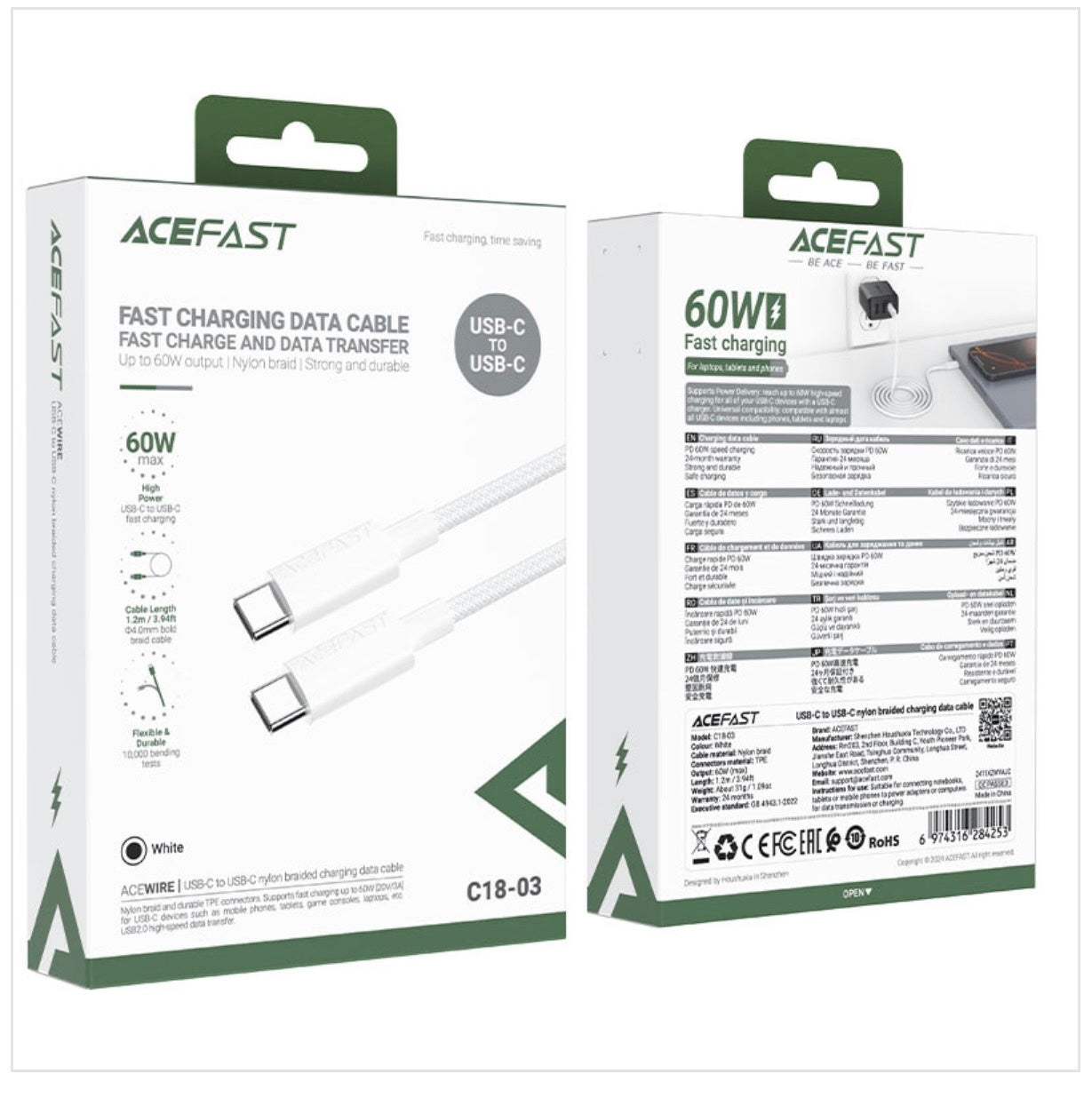 ACEFAST C18-03 USB-C to USB-C Cable 60W (1.2m)