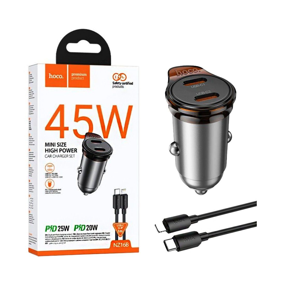 HOCO NZ16B 45W Dual USB-C Car Charger Set