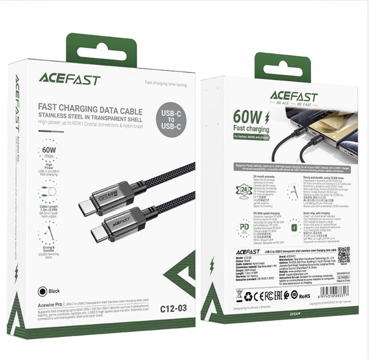 ACEFAST C12-03 USB-C to USB-C Fast Charging Cable 60W (1.2m)