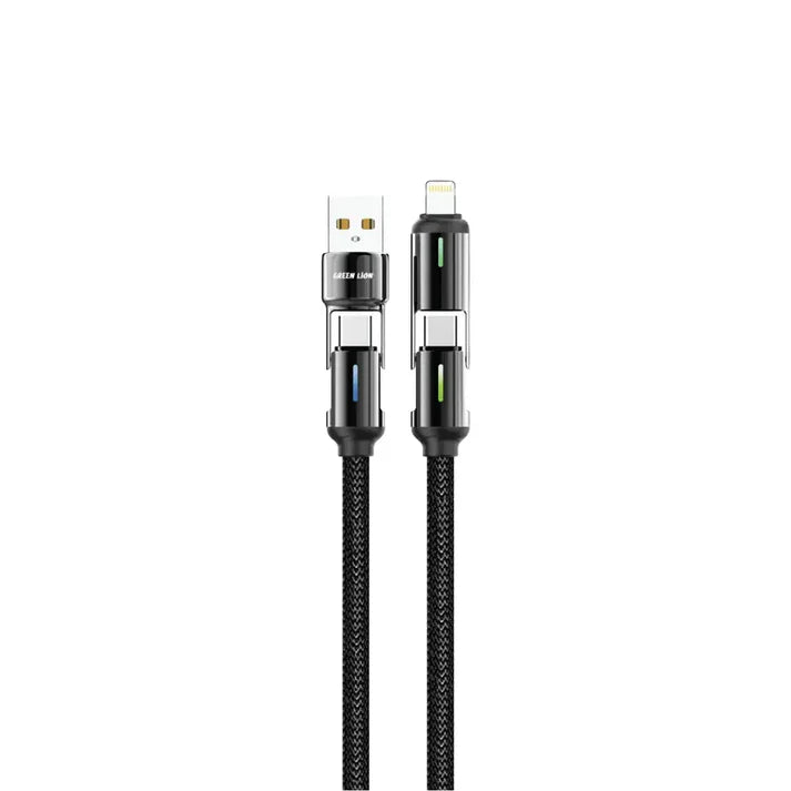 Green Lion 4-in-1 LED Braided Fast Charging Cable 60W