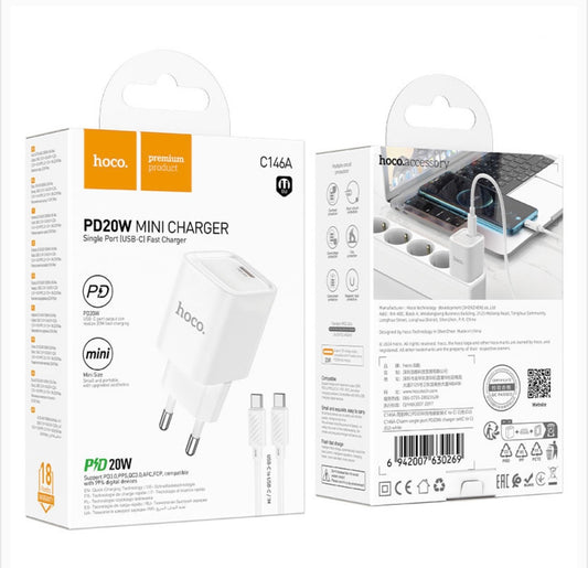 Hoco C146A PD20W Mini Charger Set (USB-C to USB-C)